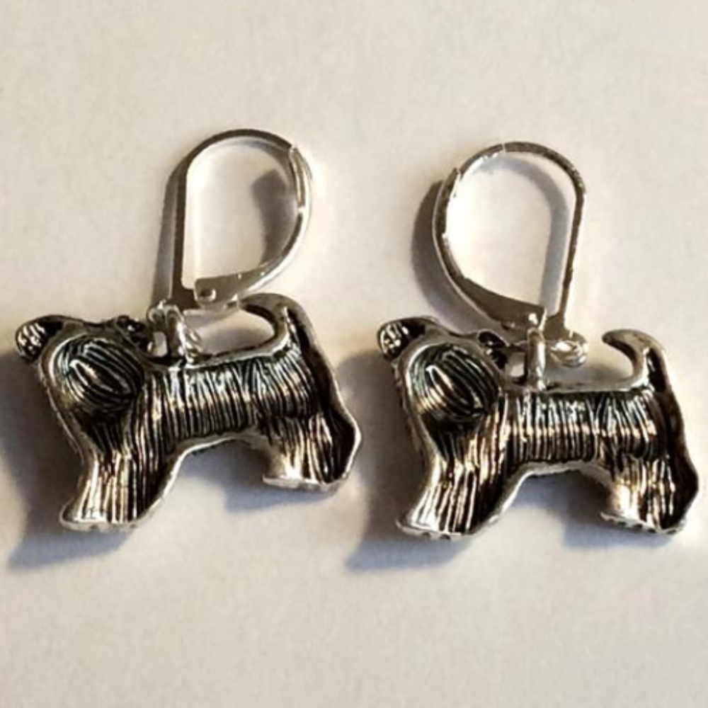 Silver Terrier Dog Earrings Puppy Schnauzer Scotty - Picture 5 of 6